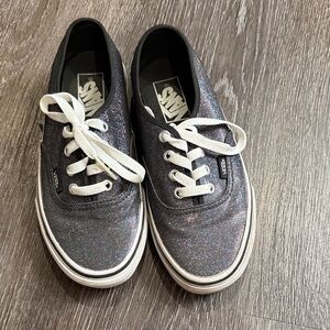 Vans Black Glitter Sneakers with White Laces US6